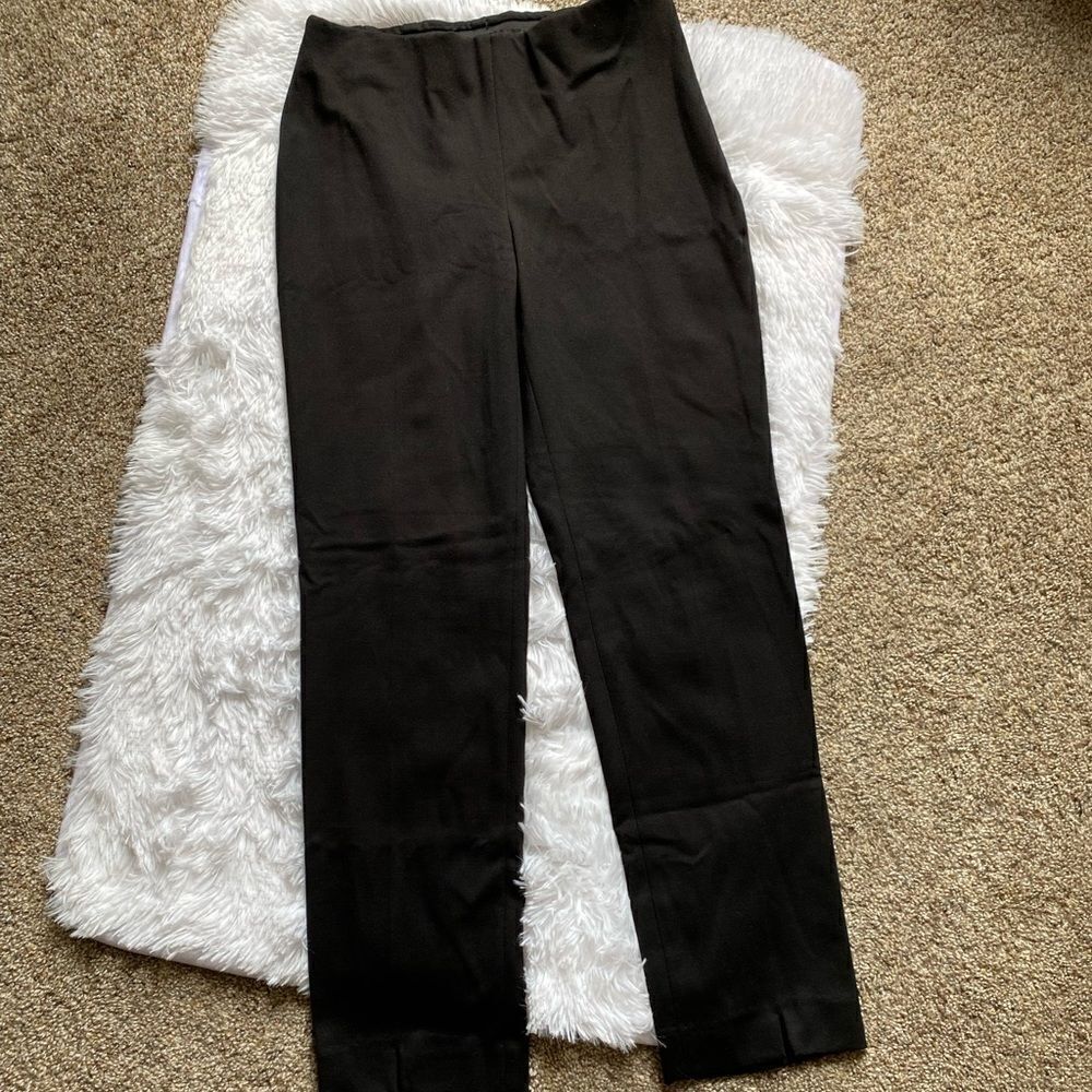 Donna Degnan Trouser Pants Pull On Black Straight Leg Side‎ Zip Women’s Size 6